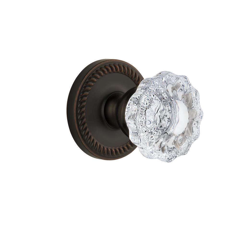 Grandeur by Nostalgic Warehouse NEWVER Privacy Knob - Newport Rosette with Versailles Crystal Knob in Timeless Bronze